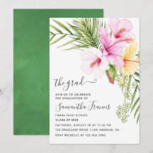 Watercolor Tropische Bloemen Strand Afstudeerfeest