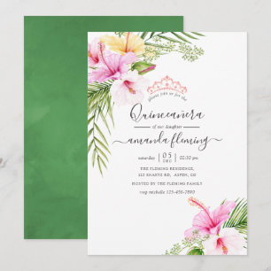 Watercolor Tropische Bloemige Quinceañera Kaart