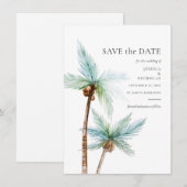 Watercolor Tropische Bomen Trouwdag Save The Date (Voorkant / Achterkant)