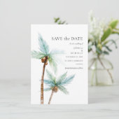 Watercolor Tropische Bomen Trouwdag Save The Date (Staand voorkant)