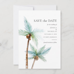 Watercolor Tropische Bomen Trouwdag Save The Date