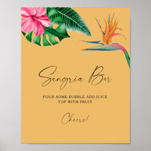 Watercolor tropische bruidsshower - sangriabar poster
