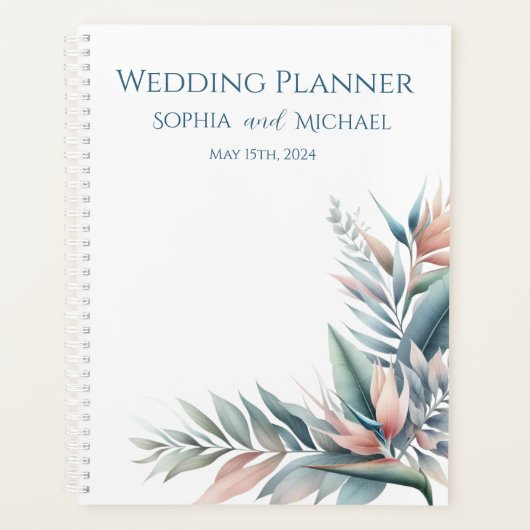 Watercolor Tropische Droom-Bruiloftsplanner Planner (Voorkant)