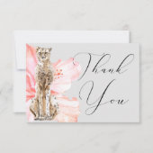 Watercolor Tropische Hibiscus Safari Luipaard Bedankkaart (Voorkant)