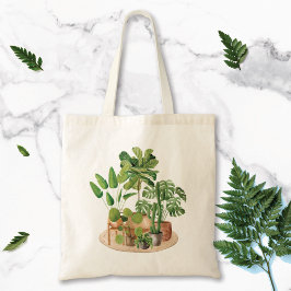 Watercolor Tropische Kamerplanten Tote Bag