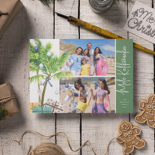 Watercolor Tropische Mele Kalikimaka 2 Foto Feestdagenkaart