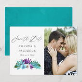 Watercolor Tropische Orchideeën Geometrische Bruil Save The Date (Voorkant / Achterkant)