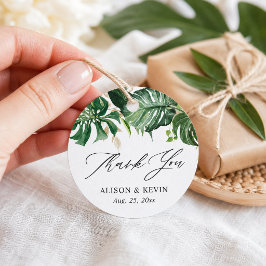 Watercolor Tropische Palmbladeren Bedankt Bedankjes Labels