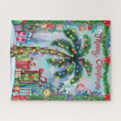 Watercolor Tropische Palmboom Kerstmis Legpuzzel (Horizontaal)