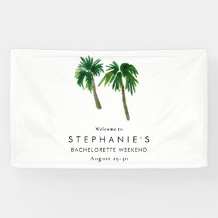 Watercolor Tropische Palmboom Meisjesuitje    Spandoek