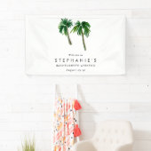 Watercolor Tropische Palmboom Meisjesuitnodiging Spandoek (Insitu)