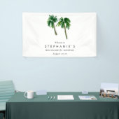 Watercolor Tropische Palmboom Meisjesuitnodiging Spandoek (Beurs)
