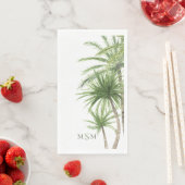 Watercolor Tropische Palmen Monogram Servet (Insitu)