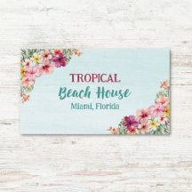 Watercolor Tropische Roze Bloemige Strandhuis