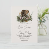 Watercolor Tropische Safari Jungle Olifant Bruilof Kaart (Staand voorkant)