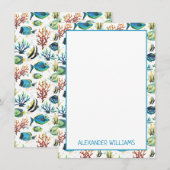 Watercolor Tropische Vissen Gepersonaliseerd Notitiekaartje (Voorkant / Achterkant)