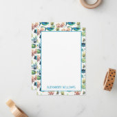 Watercolor Tropische Vissen Gepersonaliseerd Notitiekaartje (Voorkant / Achterkant in situ)