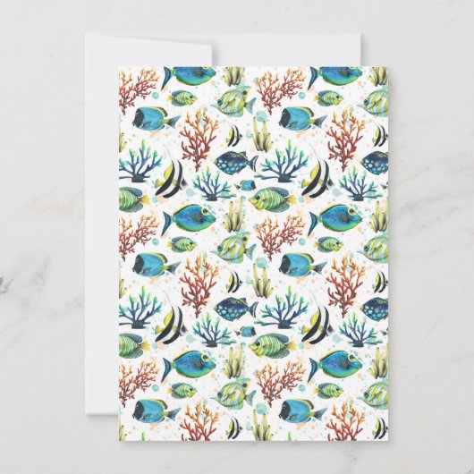 Watercolor Tropische Vissen Gepersonaliseerd Notitiekaartje (Achterkant)