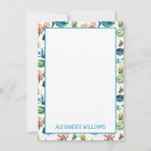 Watercolor Tropische Vissen Gepersonaliseerd Notitiekaartje (Voorkant)