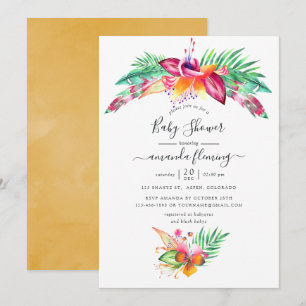 Watercolor Tropische Zomer Strand Baby Shower Kaart