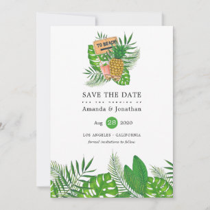 Watercolor Tropische Zomer Strand Huwelijk Save The Date