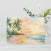 Watercolor Tropische Zonsondergang Kaart (Staand voorkant)
