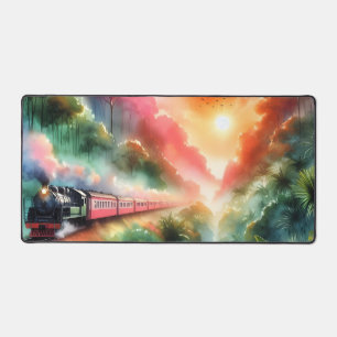 Watercolor Tropische Zonsondergang Treinreis Bureaumat