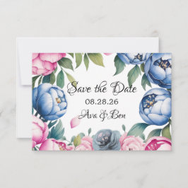 Watercolor Trouwboog Roze en Blauw Save The Date