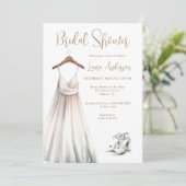 Watercolor trouwjurk Bruidsdouche Kaart (Staand voorkant)