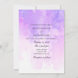 Watercolor trouwkaart. Roze en paars Kaart