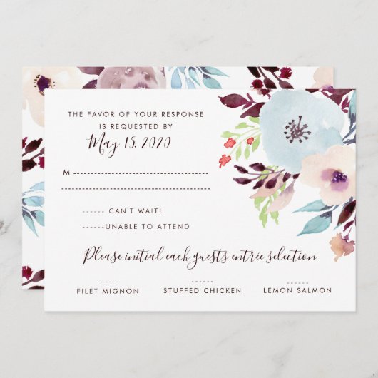 Watercolor Tuin Bruiloft RSVP Kaart (Voorkant / Achterkant)