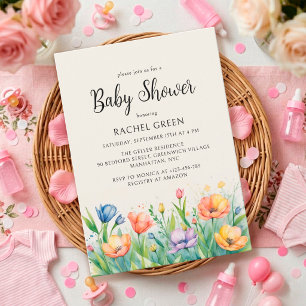 Watercolor Tuin Geslachtsneutrale Baby Shower Kaart