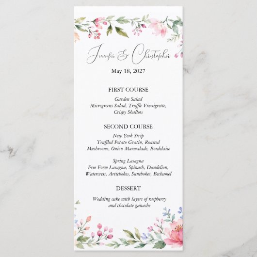 Watercolor Tuin Menu Kaart (Voorkant)