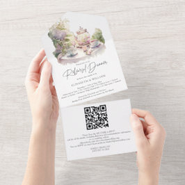 Watercolor Tuin Oefendiner QR Code Rsvp All In One Uitnodiging