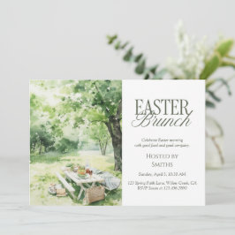 Watercolor Tuin Picknick Pasen Brunch Elegant  Kaart