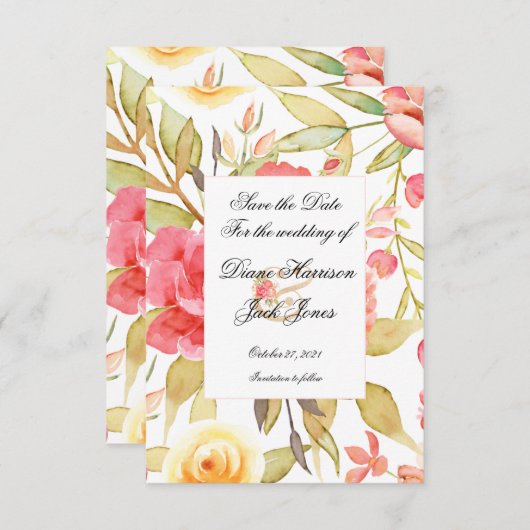 Watercolor Tuin Trouwdag Save The Date (Voorkant / Achterkant)