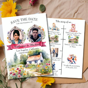 Watercolor Tuin Wilde Bloemen Lente Trouwfoto Save The Date