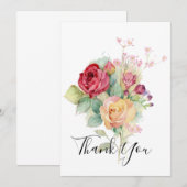 Watercolor Tuinrozen Bedankkaart (Voorkant / Achterkant)
