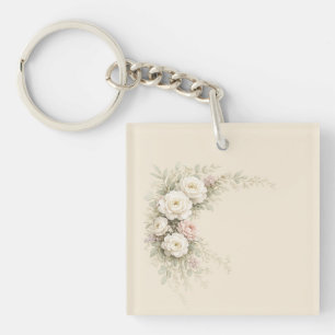 Watercolor Tuinrozen voor Tijdloze Momenten Sleutelhanger