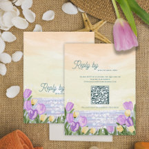 Watercolor Tulip Spring QR Code Wedding reply By