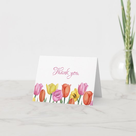 Watercolor Tulip Thank You Note Bedankkaart (Voorkant)