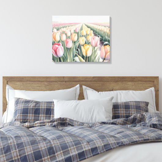 Watercolor tulips canvas afdruk (Insitu (Slaapkamer))