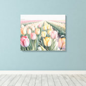Watercolor tulips canvas afdruk (Insitu (Houten vloer))
