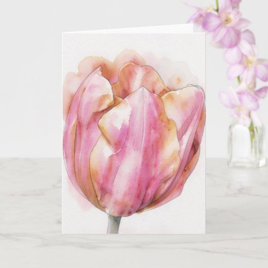 Watercolor Tulp Bloem Kunst Notitiekaart (Orchidee)