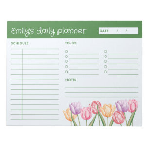 Watercolor Tulp Bloemen Ongedateerde Dagelijkse Pl Notitieblok