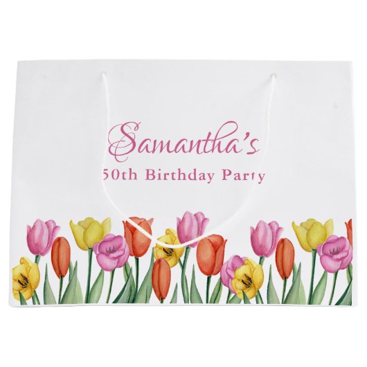 Watercolor Tulp Bruiloftsborrel  Groot Cadeauzakje (Voorkant)