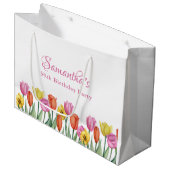 Watercolor Tulp Bruiloftsborrel  Groot Cadeauzakje (Voorkant Gekanteld)