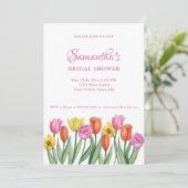Watercolor Tulp Bruiloftsborrel Kaart (Staand voorkant)