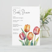 Watercolor Tulp Bruiloftsborrel  Kaart (Staand voorkant)