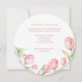 Watercolor Tulp Eerste Communie Rond Kaart (Achterkant)